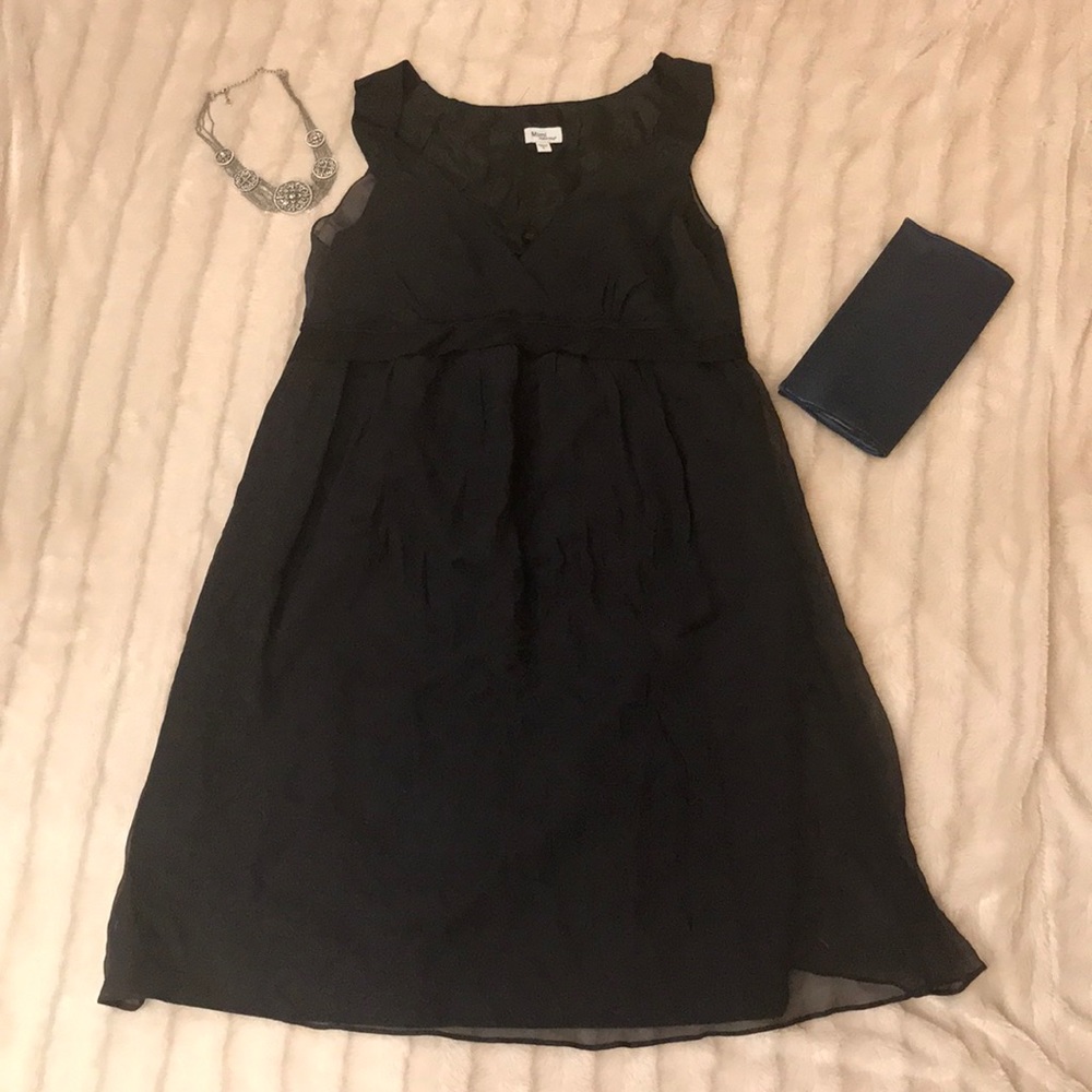 🎉HP!🎉Mimi Maternity Navy crepe silk dress, sz. L